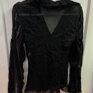 Diane von Furstenberg Silk Blouse w Shell 100% silk Black Size 10